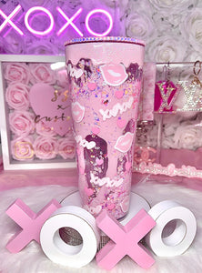 *RTS* 24oz Acrylic slow drip XOXO Tumbler with Straw Topper