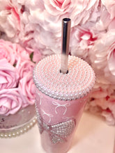 Load image into Gallery viewer, *RTS* Pearl &amp; Rhinestone Bow tumbler
