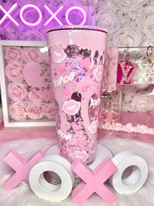 *RTS* 24oz Acrylic slow drip XOXO Tumbler with Straw Topper