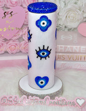 Load image into Gallery viewer, 💙🧿 Blue-Toned Rhinestone Evil Eye Tumbler 🧿💙
