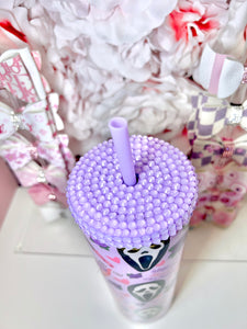 Ghost Face Pink straw topper