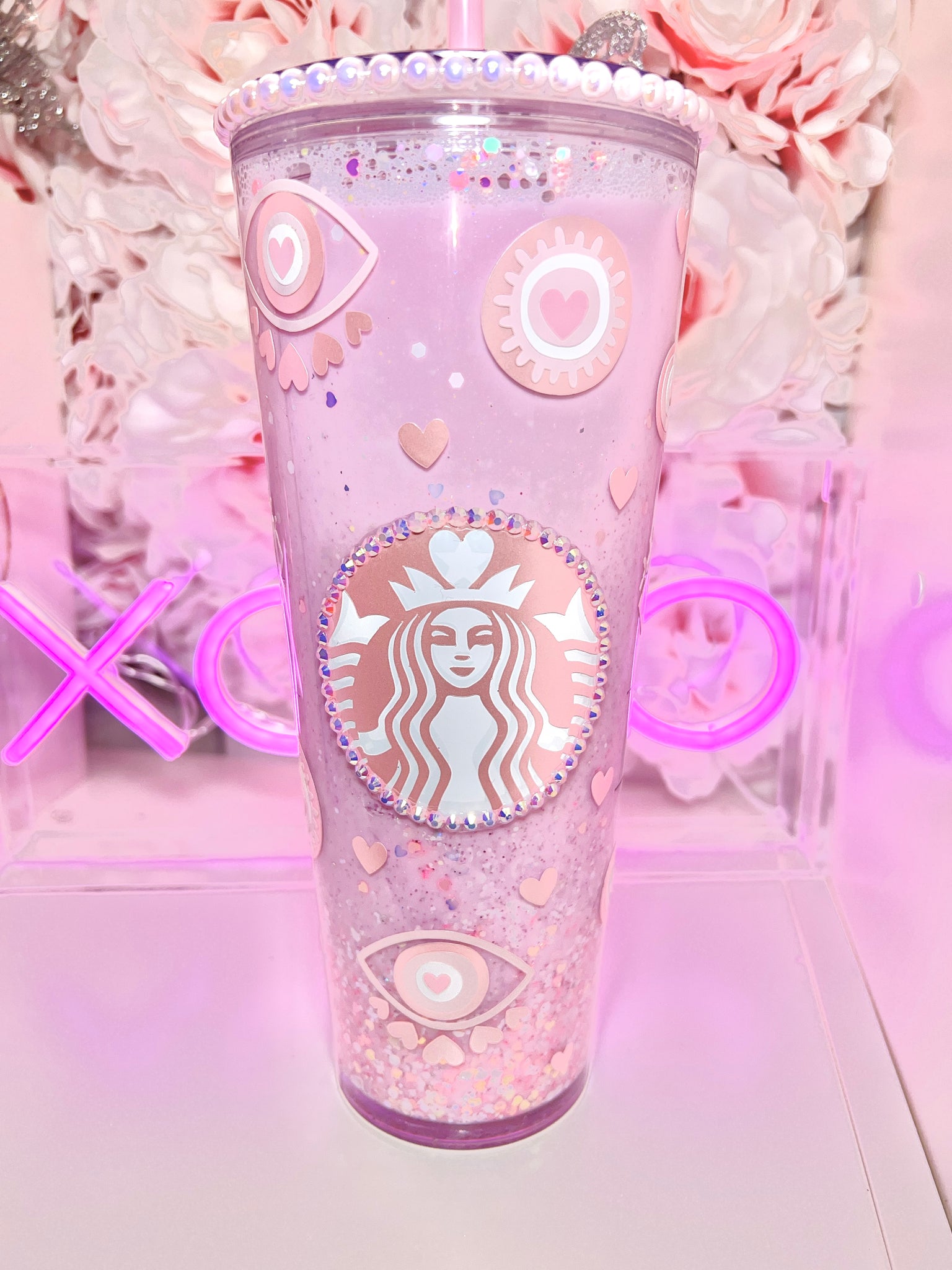 Pink Hearts Starbucks cup 24oz