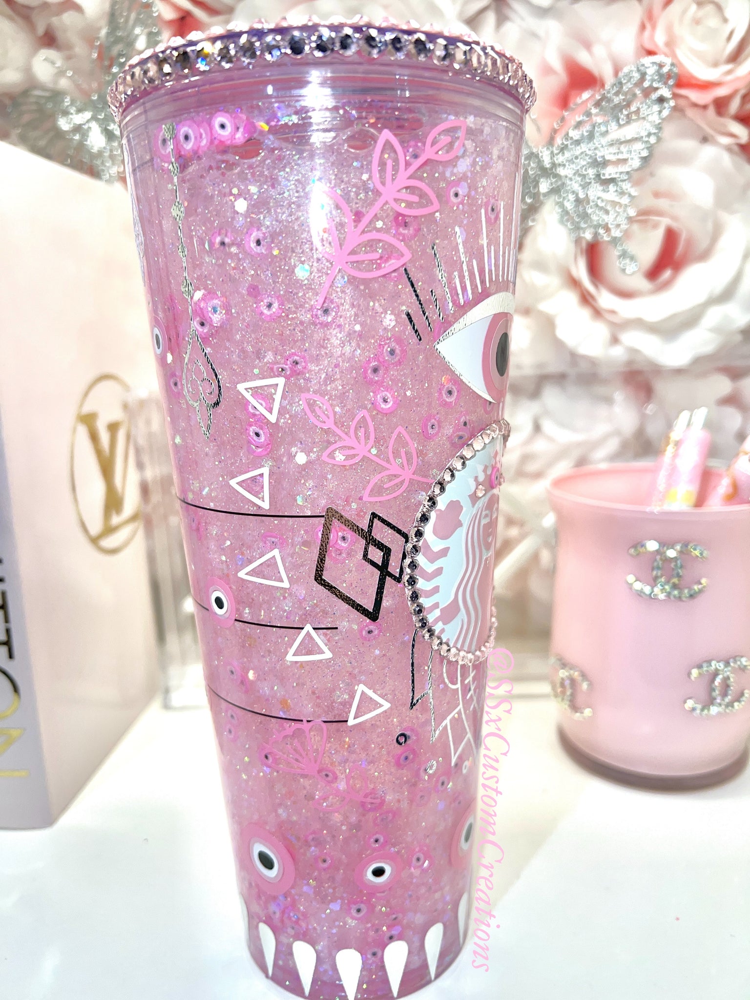 Pink Marble Glass Cold Cup 20oz – Treasures of Snow