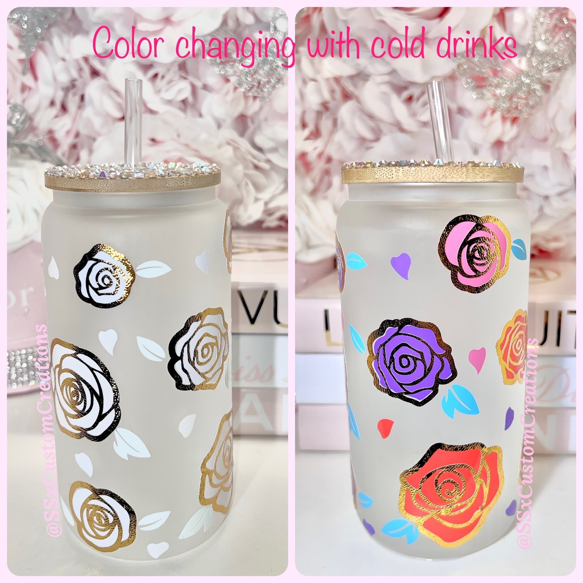Color-Changing Smiley Face Can Glass with Bamboo Lid –  ChambrayandSandCustomGifts