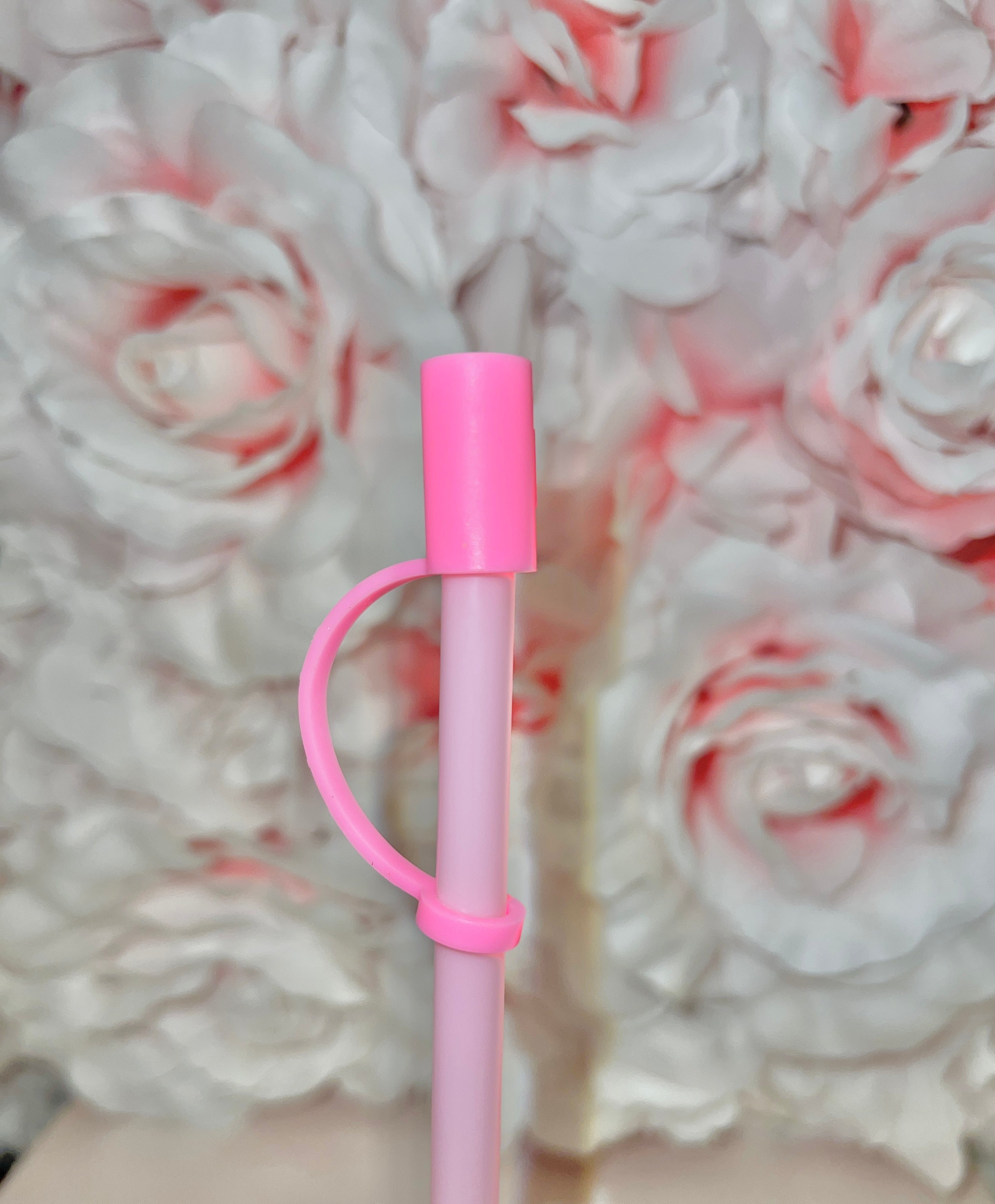 Silicone, Pink Heart straw cover/cap